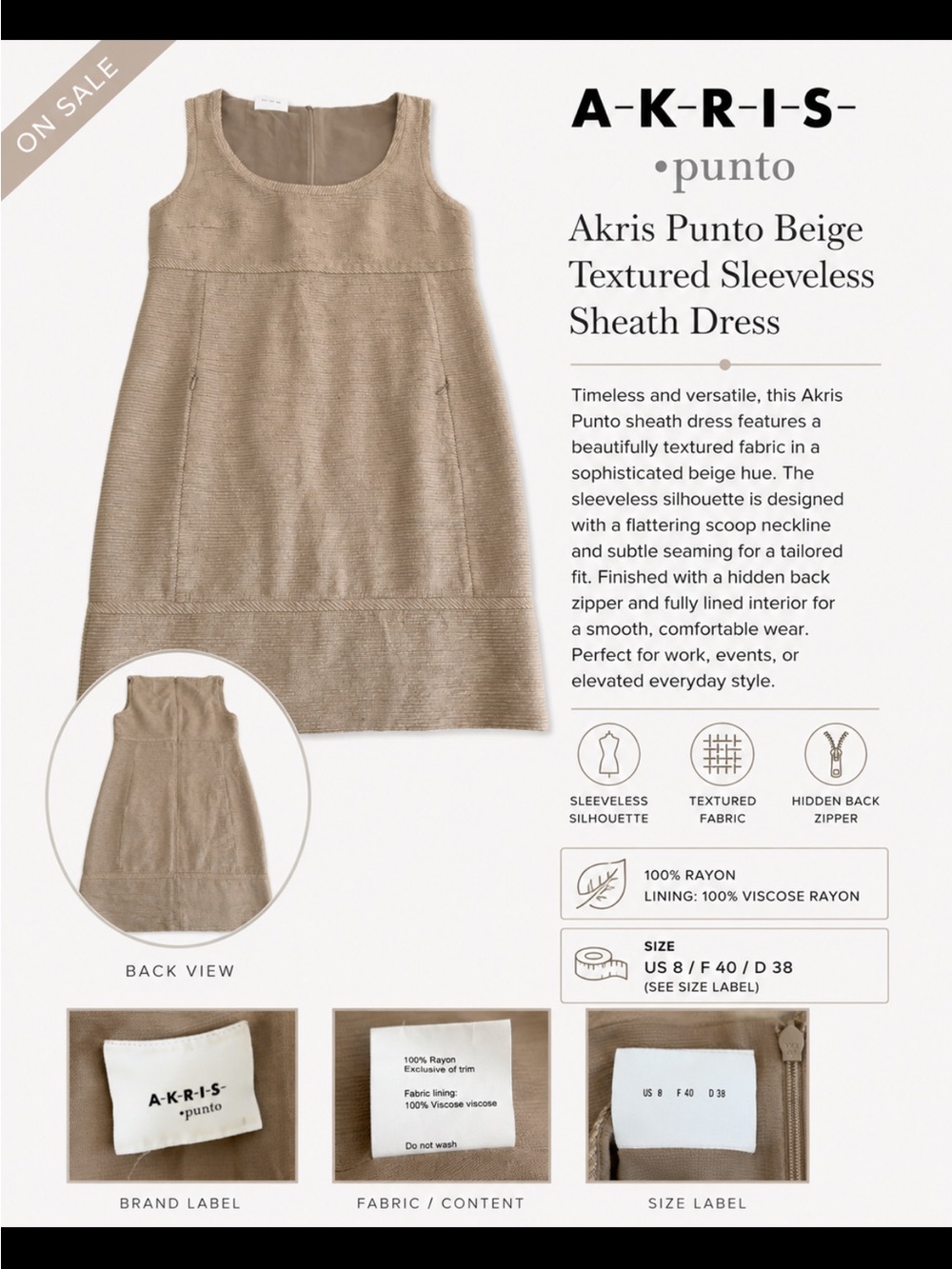 Akris Punto Taupe Beige Sheath Dress -women